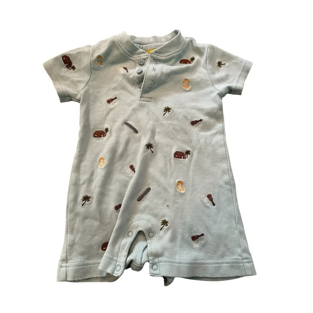 Gymboree Romper Outfit 3-6 Months Vintage 2004 Surf Surfboard Beach Theme EUC
